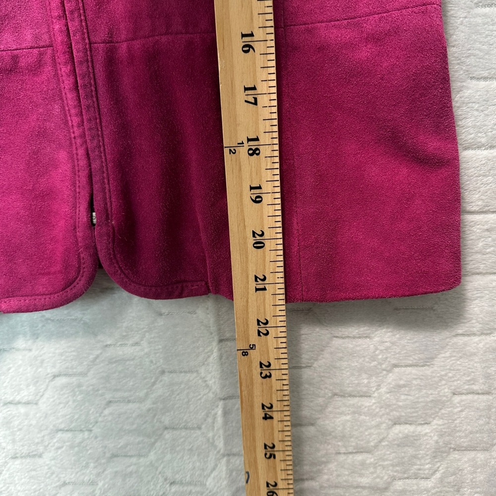 Ann Taylor Suede Leather Moto Jacket Pink Zip‎ Front Collar Women Retro Grunge S - Picture 7 of 7